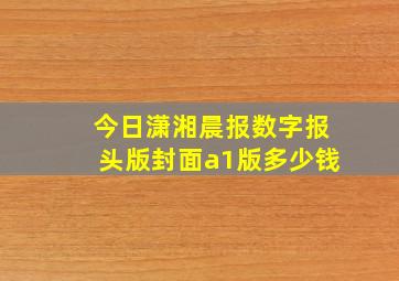 今日潇湘晨报数字报头版封面a1版多少钱