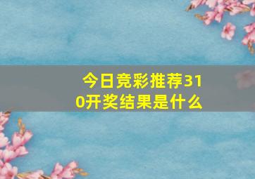 今日竞彩推荐310开奖结果是什么