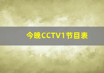 今晚CCTV1节目表