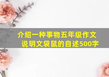 介绍一种事物五年级作文说明文袋鼠的自述500字