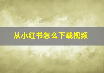 从小红书怎么下载视频