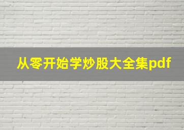 从零开始学炒股大全集pdf