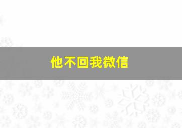 他不回我微信