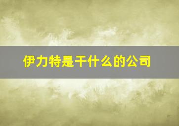 伊力特是干什么的公司