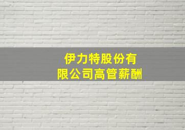 伊力特股份有限公司高管薪酬