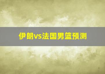 伊朗vs法国男篮预测