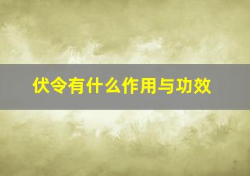 伏令有什么作用与功效