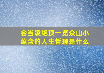 会当凌绝顶一览众山小蕴含的人生哲理是什么