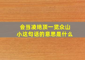 会当凌绝顶一览众山小这句话的意思是什么