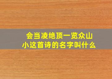 会当凌绝顶一览众山小这首诗的名字叫什么