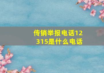 传销举报电话12315是什么电话