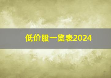 低价股一览表2024