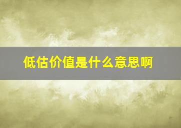 低估价值是什么意思啊