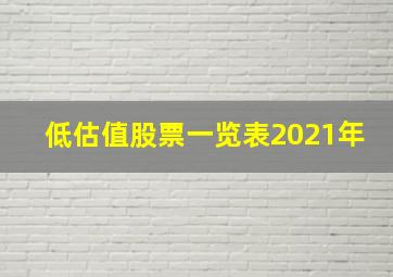 低估值股票一览表2021年