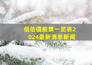 低估值股票一览表2024最新消息新闻