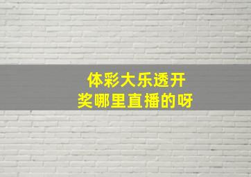 体彩大乐透开奖哪里直播的呀