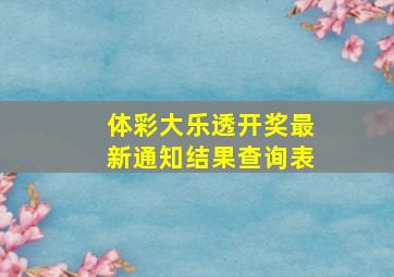 体彩大乐透开奖最新通知结果查询表