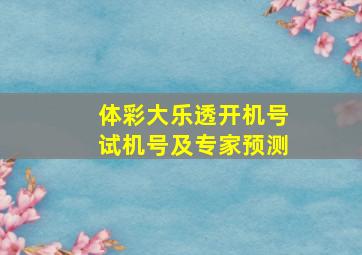 体彩大乐透开机号试机号及专家预测