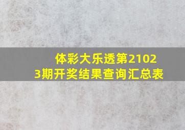 体彩大乐透第21023期开奖结果查询汇总表