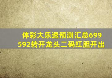 体彩大乐透预测汇总699592转开龙头二码红胆开出