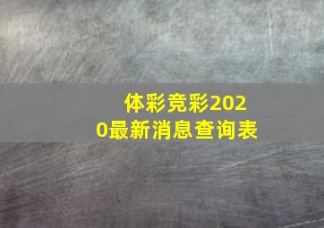 体彩竞彩2020最新消息查询表