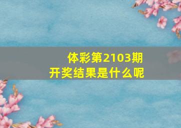 体彩第2103期开奖结果是什么呢