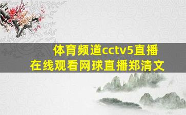 体育频道cctv5直播在线观看网球直播郑清文