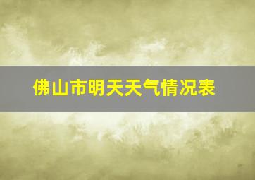 佛山市明天天气情况表