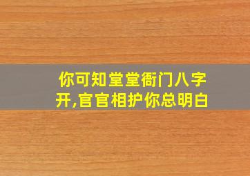 你可知堂堂衙门八字开,官官相护你总明白