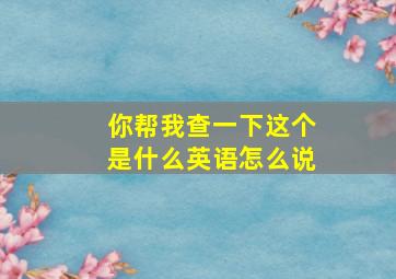 你帮我查一下这个是什么英语怎么说