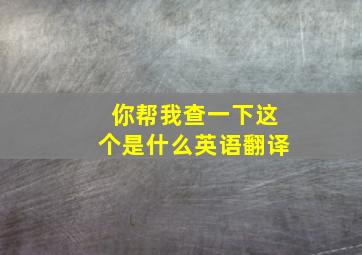 你帮我查一下这个是什么英语翻译