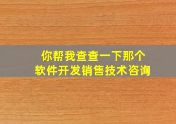 你帮我查查一下那个软件开发销售技术咨询