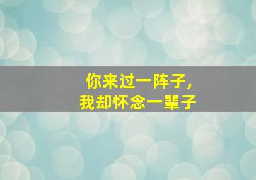 你来过一阵子,我却怀念一辈子