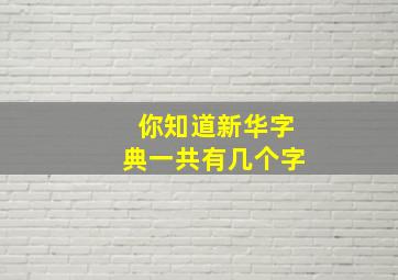 你知道新华字典一共有几个字