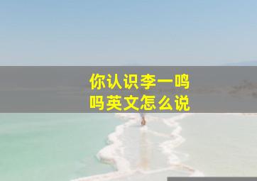 你认识李一鸣吗英文怎么说