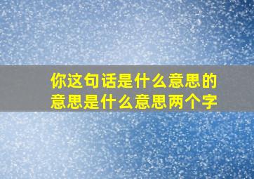 你这句话是什么意思的意思是什么意思两个字