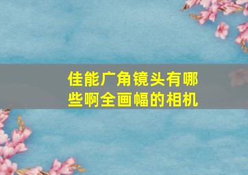 佳能广角镜头有哪些啊全画幅的相机