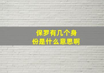 保罗有几个身份是什么意思啊