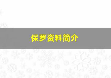 保罗资料简介