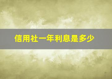 信用社一年利息是多少