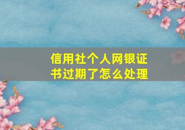 信用社个人网银证书过期了怎么处理