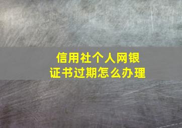 信用社个人网银证书过期怎么办理