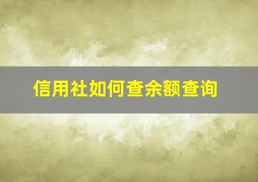 信用社如何查余额查询