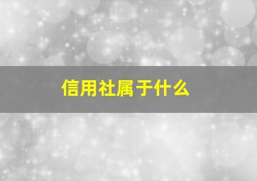 信用社属于什么