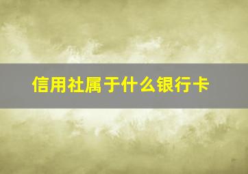 信用社属于什么银行卡