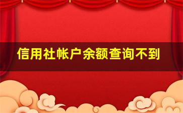 信用社帐户余额查询不到