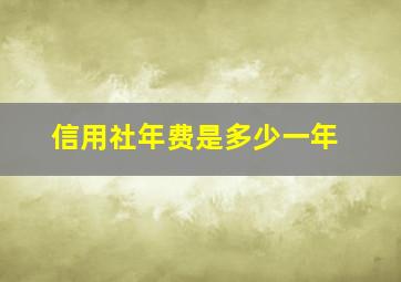 信用社年费是多少一年