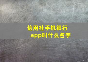 信用社手机银行app叫什么名字