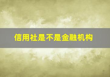 信用社是不是金融机构