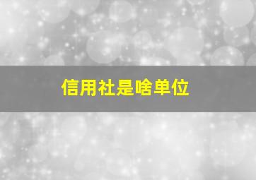 信用社是啥单位